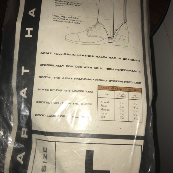 Ariat NWT Black Leather Large Half Chaps Vintage Style Quilted Suede Inner Leg - Picture 15 of 16